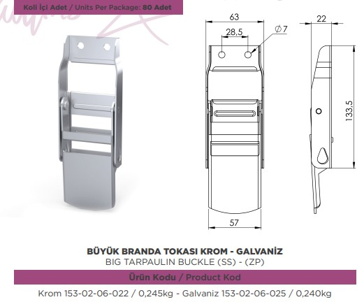 BRANDA GERDIRME TOKA BUYUK KILITSIZ GALVANIZ GEZER NEVPA